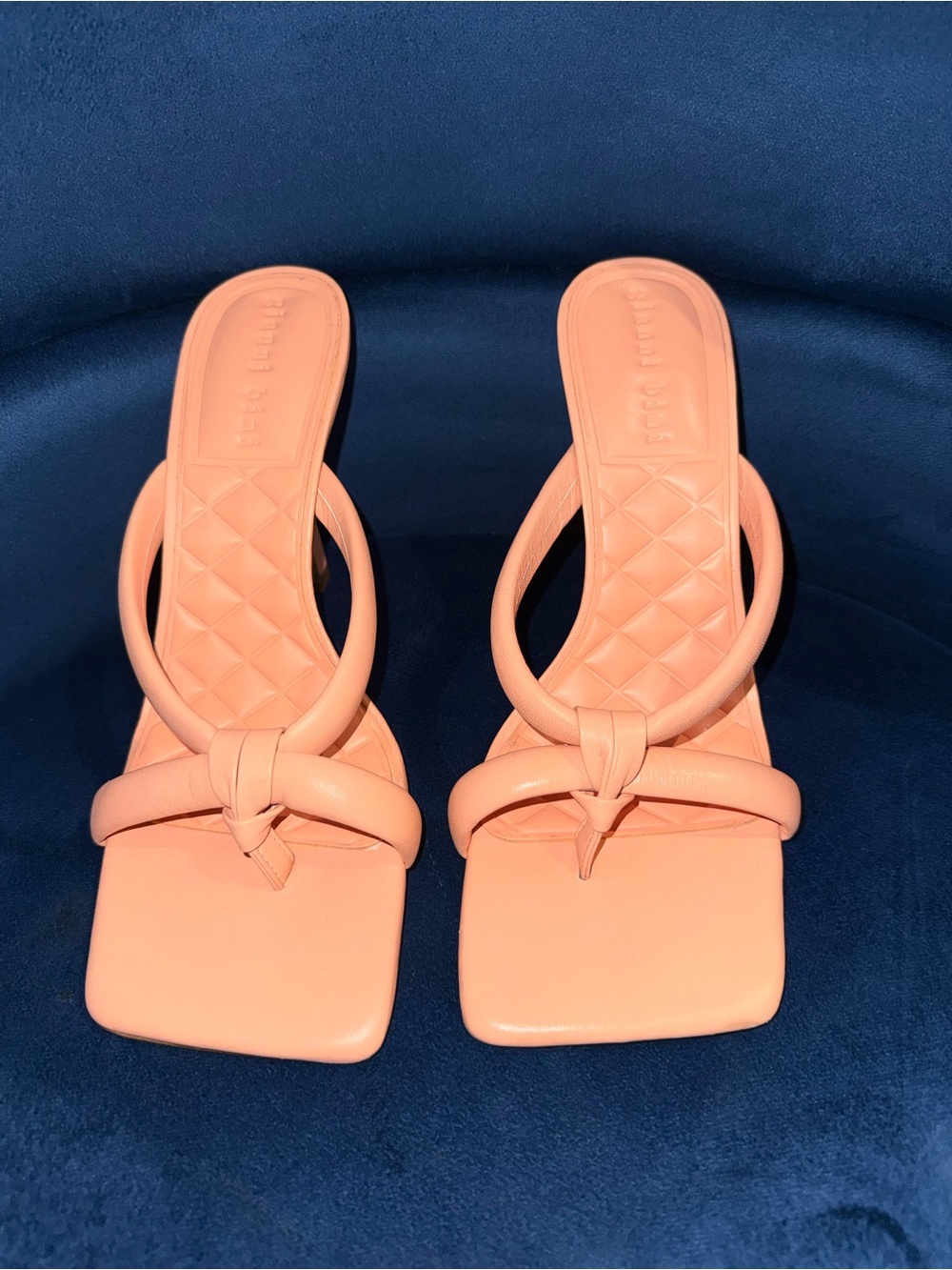 Gianni Bini Peach Knot-Strap Square Toe Heels